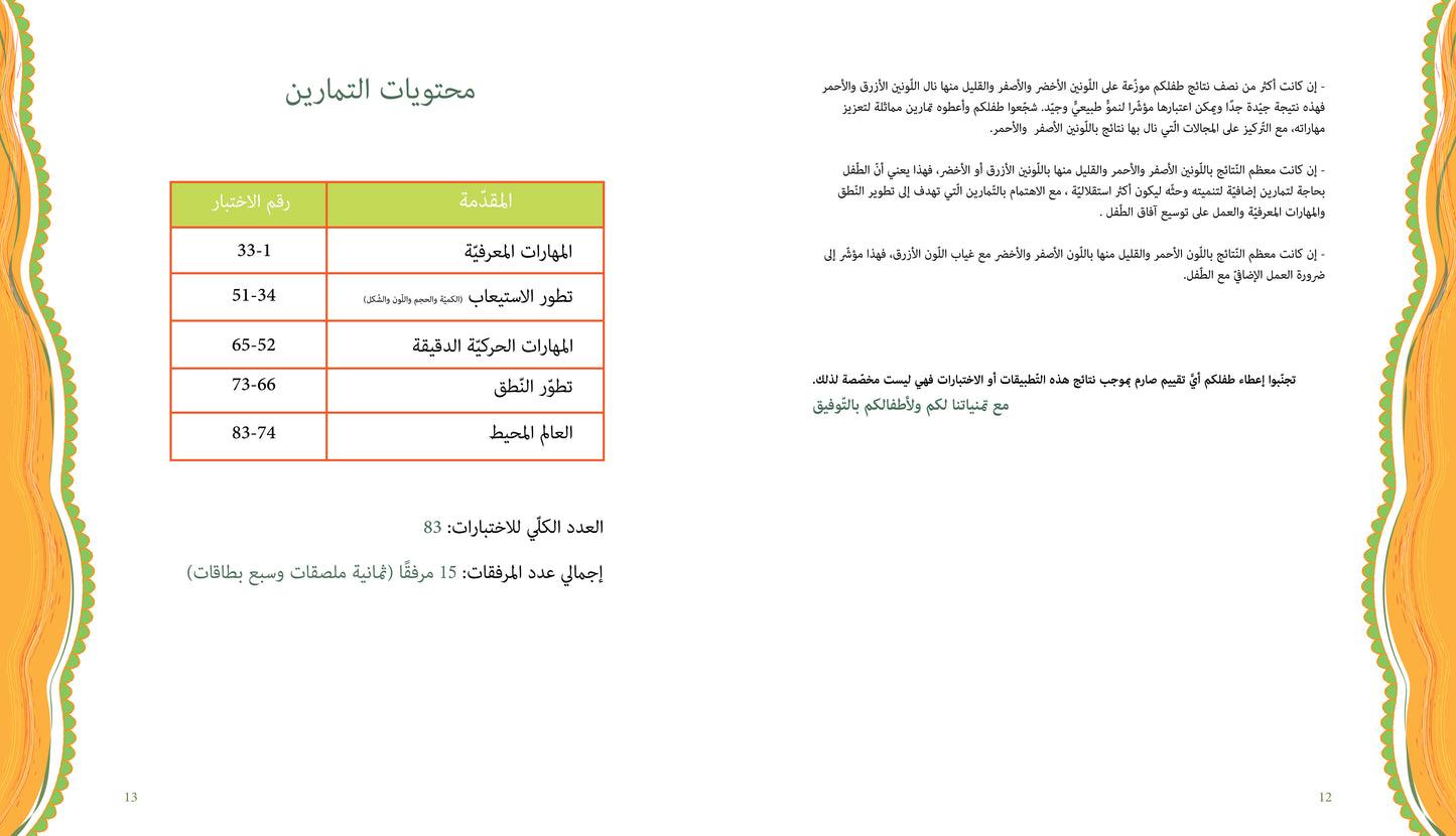 آباء وأبناء، اختبارات للأطفال 2-3 سنوات